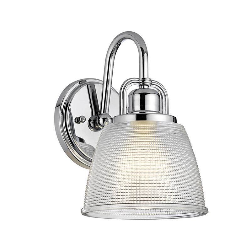 Бра с прозрачным рифленым плафоном в форме колокола Quoizel Хром Прозрачное Стекло в Челябинске | Loft Concept 