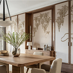 Обои с вышивкой ручной работы Deco Wisteria ﻿Midas colourway on Liso Pearl wool sateen варинант исполнения - 2 | Loft Concept в Челябинске