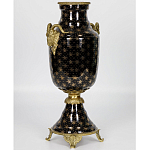 Ваза черного цвета из фарфора с золотистым узором и бронзовыми элементами Eden Garden porcelain and bronze варинант исполнения - 1 | Loft Concept в Челябинске