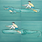 Плитка с узором Крокодил байдарочник варинант исполнения - 2 | Loft Concept в Челябинске