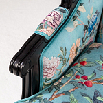 Трехместный диван из натурального бука бирюзовый с изображением птиц и цветов Turquoise Chinoiserie Garden Sofa варинант исполнения - 5 | Loft Concept в Челябинске