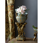 Ваза голубого цвета из фарфора с золотым растительным орнаментом и бронзовыми фигурками женщин Eden Garden porcelain and bronze варинант исполнения - 7 | Loft Concept в Челябинске