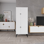 Комод белый с 4-мя дверцами на металлических ножках SPARK MULTIPURPOSE CABINET WHITE варинант исполнения - 11 | Loft Concept в Челябинске