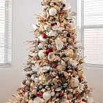 Заснеженная Новогодняя Ель с золотыми листьями и цветами в комплекте варинант исполнения - 1 | Loft Concept в Челябинске