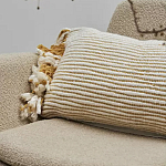 Чехол на подушку горчичного цвета с бахромой и объемным узором Ethnic mix варинант исполнения - 5 | Loft Concept в Челябинске