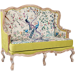 Диван из натурального бука бежевый с изображением птиц и цветов Beige Green Chinoiserie Garden Sofa варинант исполнения - 9 | Loft Concept в Челябинске