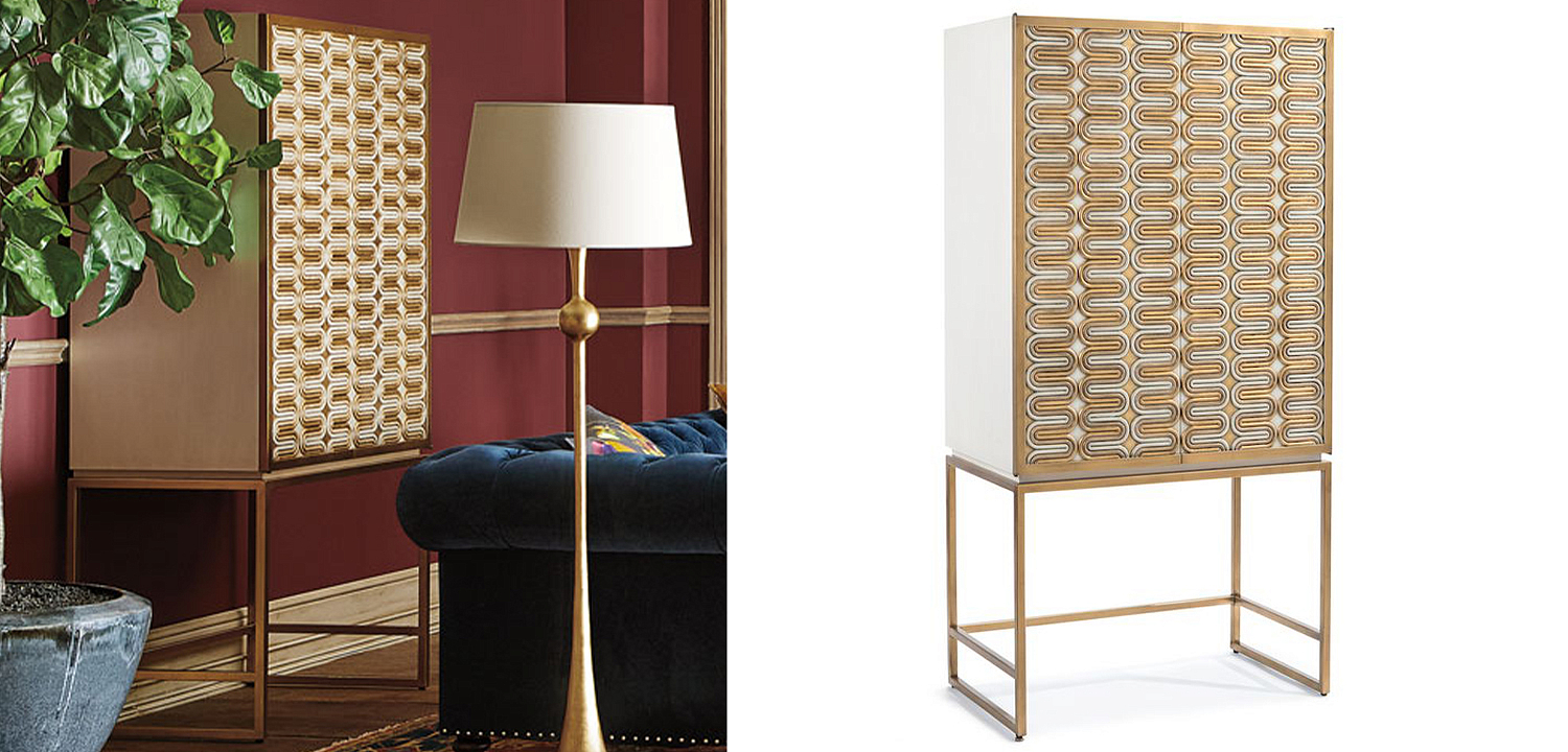 Шкаф Park Avenue Brass Wave Pattern Bar Cabinet Шкаф Park Avenue Brass Wave Pattern Bar Cabinet - Loft-Concept в Челябинске