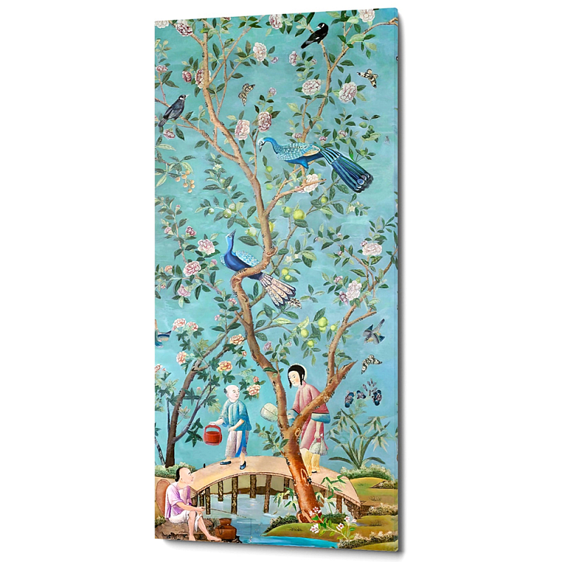 Постер на холсте в стиле шинуазри Chinoiserie Bridge in the garden Poster Бирюзовый Мульти Постер на холсте в стиле шинуазри Chinoiserie Bridge in the garden Poster Бирюзовый Мульти в Челябинске | Loft Concept