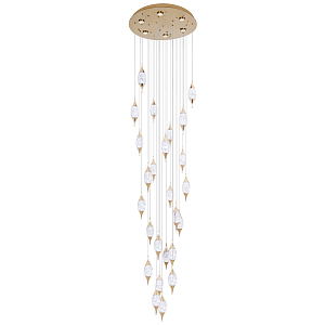 Большая каскадная люстра с хрустальными подвесками Esme Drops Crystal Brass Cascade Chandelier 25