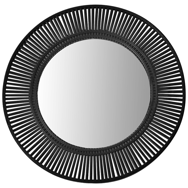 Круглое зеркало в деревянной раме Zera Mirror Зеркало Черный в Челябинске | Loft Concept 