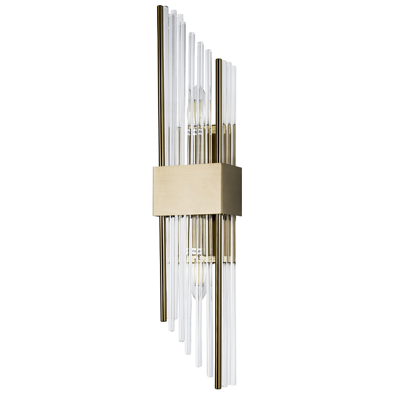 Бра с декором в виде хрустальных трубочек Nembus Brass Glass Wall Lamp Прозрачное Стекло Латунь Бра с декором в виде хрустальных трубочек Nembus Brass Glass Wall Lamp Прозрачное Стекло Латунь в Челябинске | Loft Concept