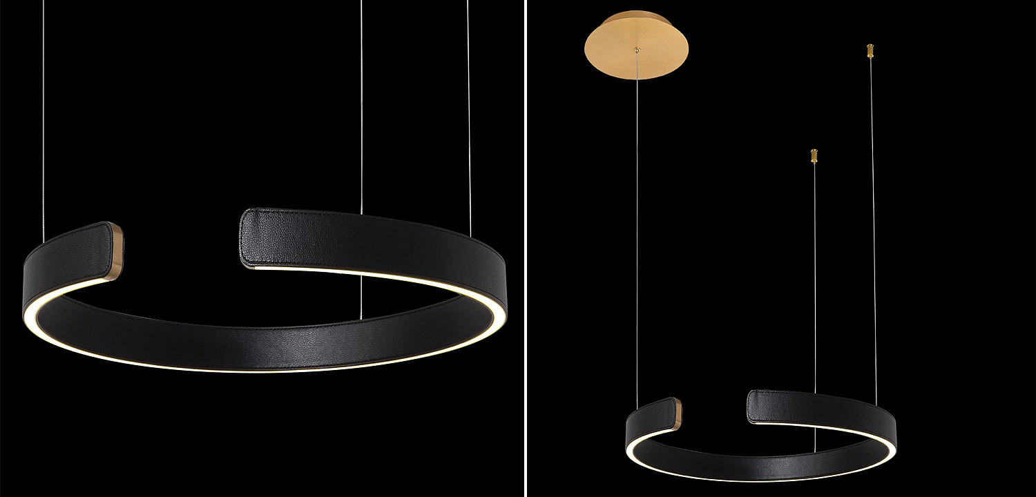 Подвесной светильник Half Ring black leather 40 Подвесной светильник Half Ring black leather 40 - Loft-Concept в Челябинске