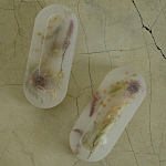 Подставка под благовония из эпоксидной смолы с цветами белая Epoxy Resin Flowers Incense Oval Stand White варинант исполнения - 2 | Loft Concept в Челябинске