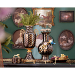 Ваза черного цвета из фарфора с золотистым узором и бронзовыми элементами Eden Garden porcelain and bronze варинант исполнения - 8 | Loft Concept в Челябинске