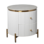 Тумбочка белая круглая с мраморной столешницей Thoroughbass варинант исполнения - 4 | Loft Concept в Челябинске