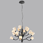 Люстра подвесная черного цвета с ветвями и белыми фарфоровыми цветами Floralis варинант исполнения - 5 | Loft Concept в Челябинске