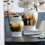 Ваза белая с крышкой и золотистыми фрагментами 46 см Chinoiserie Ceramics варинант исполнения - 1 | Loft Concept в Челябинске