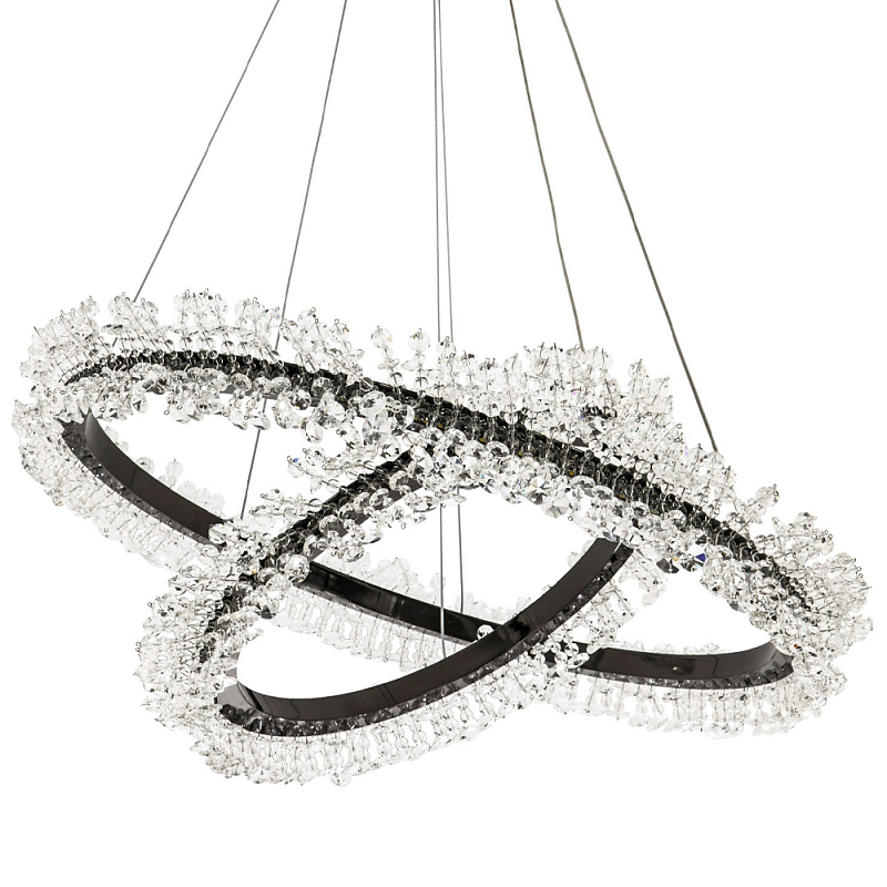Люстра два кольца с хрустальным декором Rowan Crystal Ring Horizontal Black Chandelier Черный Прозрачный в Челябинске | Loft Concept 