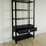 Стеллаж Elsa Dreams Black со стеклянными полками и ящиком варинант исполнения - 3 | Loft Concept в Челябинске