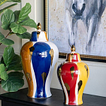 Ваза с крышкой и мазками синего и золого цвета на белом фоне Chinoiserie Ceramics варинант исполнения - 5 | Loft Concept в Челябинске