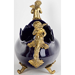 Чаша темно-синяя фарфоровая с бронзовыми ручками в виде ангелов Eden Garden варинант исполнения - 2 | Loft Concept в Челябинске