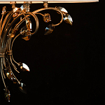 Люстра подвесная круглая с тканевым полупрозрачным абажуром и подвесками 6 ламп Gilded Elegance варинант исполнения - 7 | Loft Concept в Челябинске