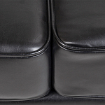 Диван кожаный двухместный на 4-х деревянных ножках из массива березы Logan Leather Seating black варинант исполнения - 4 | Loft Concept в Челябинске