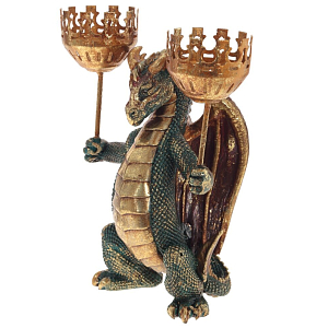 Подсвечник в виде дракона Dragon Candlestick Green Gold