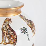 Ваза белая овальная с рисунком леопардов и золотыми акцентами LEOPARD Collection варинант исполнения - 1 | Loft Concept в Челябинске