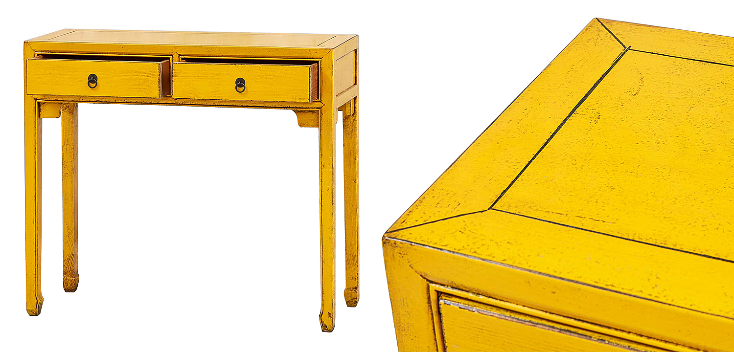 Консоль в китайском стиле с двумя ящиками Yellow Chinese Collection Console Консоль в китайском стиле с двумя ящиками Yellow Chinese Collection Console - Loft-Concept в Челябинске