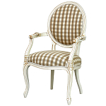 Стул с подлокотниками и круглой спинкой  Checkered Upholstery Chair обивка в клетку варинант исполнения - 1 | Loft Concept в Челябинске