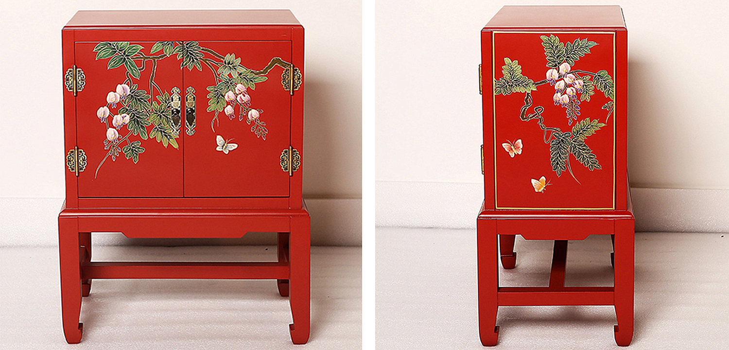 Красная Тумба в Китайском Стиле ручная роспись Бабочки и Ветвь Butterflies and Branch Nightstand Красная Тумба в Китайском Стиле ручная роспись Бабочки и Ветвь Butterflies and Branch Nightstand - Loft-Concept в Челябинске