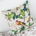 Декоративная подушка бежевая с изображением птица в саду Blooming Birds варинант исполнения - 3 | Loft Concept в Челябинске