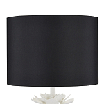 Настольная лампа с декором в виде белого цветка магнолии на каркасе и черным абажуром White Magnolia варинант исполнения - 2 | Loft Concept в Челябинске