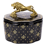 Шкатулка черного цвета с крышкой с фигуркой льва Eden Garden варинант исполнения - 1 | Loft Concept в Челябинске