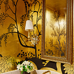 Обои ручная роспись в стиле Арт-деко Rateau Original colourway on Deep Rich Gold gilded paper варинант исполнения - 2 | Loft Concept в Челябинске