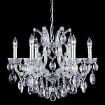 Люстра подвесная с 6-ю лампочками и прозрачными хрустальными подвесками на хромированном основании Crystal lamps варинант исполнения - 1 | Loft Concept в Челябинске