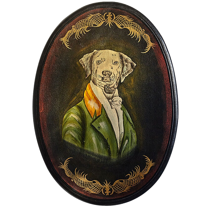 Картина в овальной раме Chinoiserie Grey Dog Portrait Мульти Черный Зеленый Картина в овальной раме Chinoiserie Grey Dog Portrait Мульти Черный Зеленый в Челябинске | Loft Concept