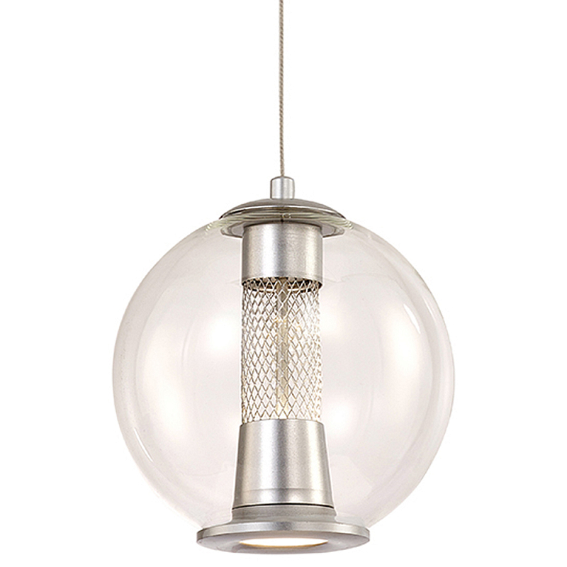 Подвесной светильник с плафоном в форме шара Inner Gleam Orb silver Прозрачное Стекло Серебряный Подвесной светильник с плафоном в форме шара Inner Gleam Orb silver Прозрачное Стекло Серебряный в Челябинске | Loft Concept
