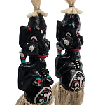 Комплект из 2-х деревянных статуэток Asmat Straw Headdress Statuettes Black Turquoise варинант исполнения - 3 | Loft Concept в Челябинске