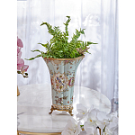 Ваза голубого цвета из фарфора с цветочным рисунком и бронзовой стрекозой Blue Garden варинант исполнения - 5 | Loft Concept в Челябинске