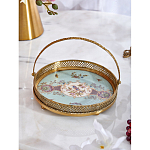 Блюдо круглое с ручкой и голубым фарфоровым дном с цветочным рисунком Blue Garden варинант исполнения - 3 | Loft Concept в Челябинске