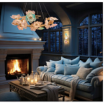 Люстра круглая на золотом каркасе с цветочным декором Miscellaneous herbs варинант исполнения - 6 | Loft Concept в Челябинске