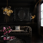 Люстра подвесная со стеклянными плафонами из дымчатого и золотистого с тремя вертикальными подвесками Gilded Mirage  варинант исполнения - 8 | Loft Concept в Челябинске