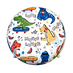 Пуф детский круглый с принтом на 4-х белых ножках Dinosaurs CHILDHOOD варинант исполнения - 2 | Loft Concept в Челябинске