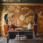 Обои ручная роспись в стиле Арт-деко Deco Dawn Bas Relief on Deep Rich Gold gilded paper варинант исполнения - 1 | Loft Concept в Челябинске