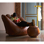 Дизайнерский кожаный пуф в виде бейсбольного мяча Poltronova Joe Ball Pouf варинант исполнения - 7 | Loft Concept в Челябинске