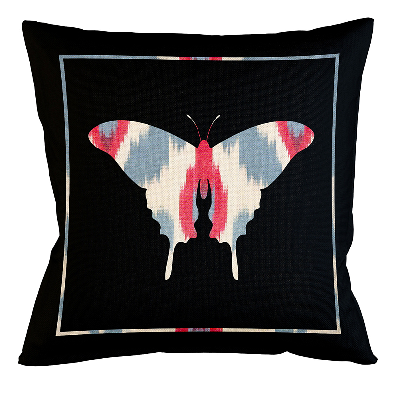 Подушка декоративная бабочка с узором красного и серого цвета Ikat Pattern Синий Бежевый Черный Зеленый Подушка декоративная бабочка с узором красного и серого цвета Ikat Pattern Синий Бежевый Черный Зеленый в Челябинске | Loft Concept