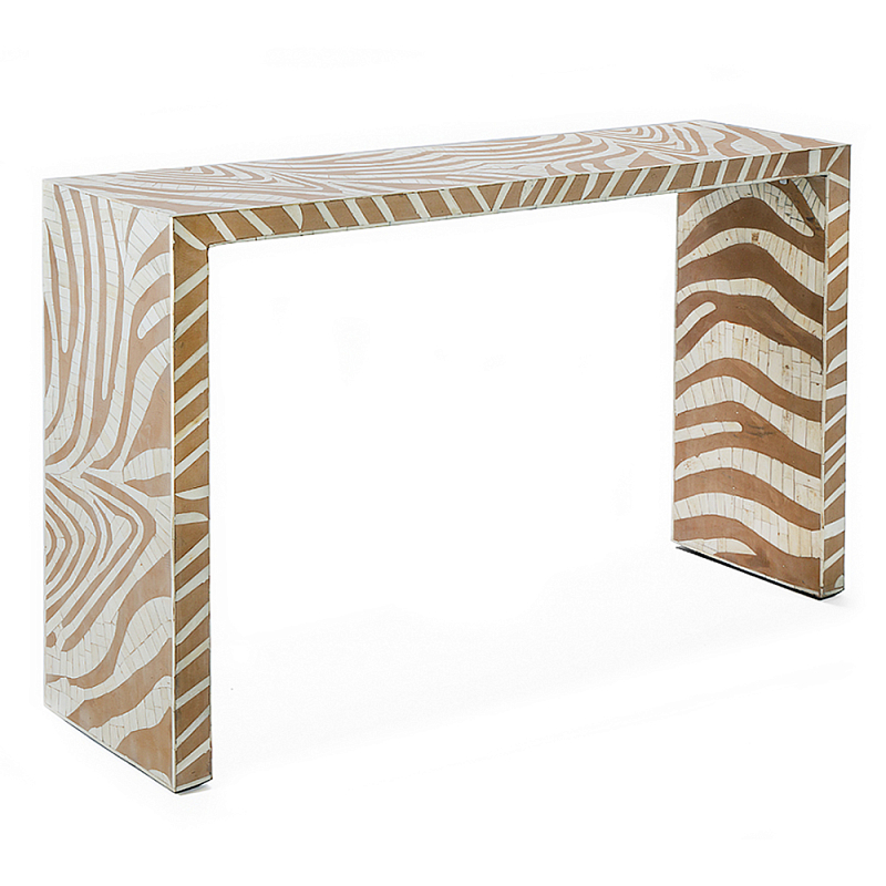 Консоль Дизайнерская Kenya Console ZEBRA Bone Inlay Beige ivory ( слоновая кость ) Бежевый в Челябинске | Loft Concept 