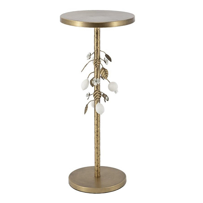 Столик золотистый с цветочной композицией на основании Forest Fairy Tale Золотой Белый в Челябинске | Loft Concept 